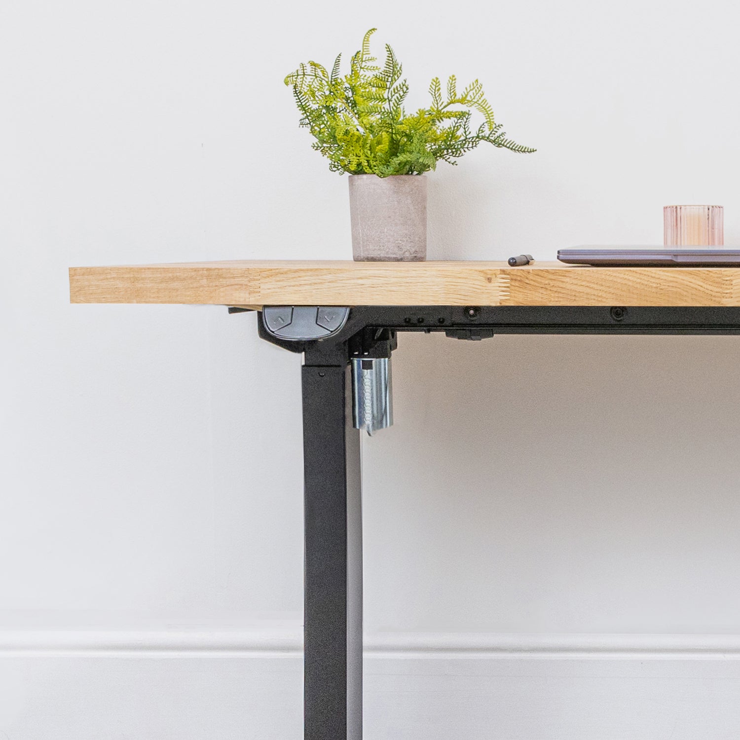 Oak Solid Wood Desk with Square Metal Legs - 27mm thick desktop