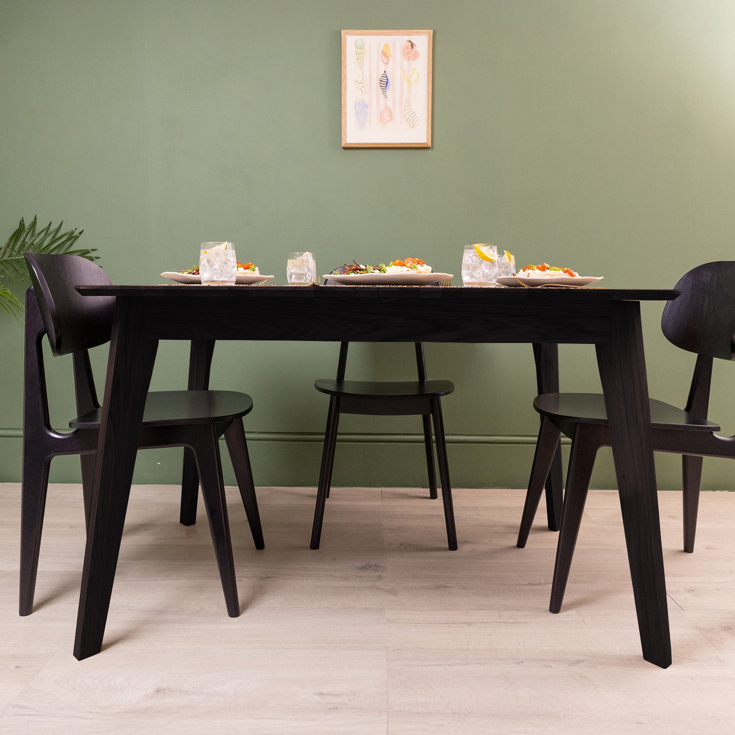 Black Solid Wood Extending Dining Table