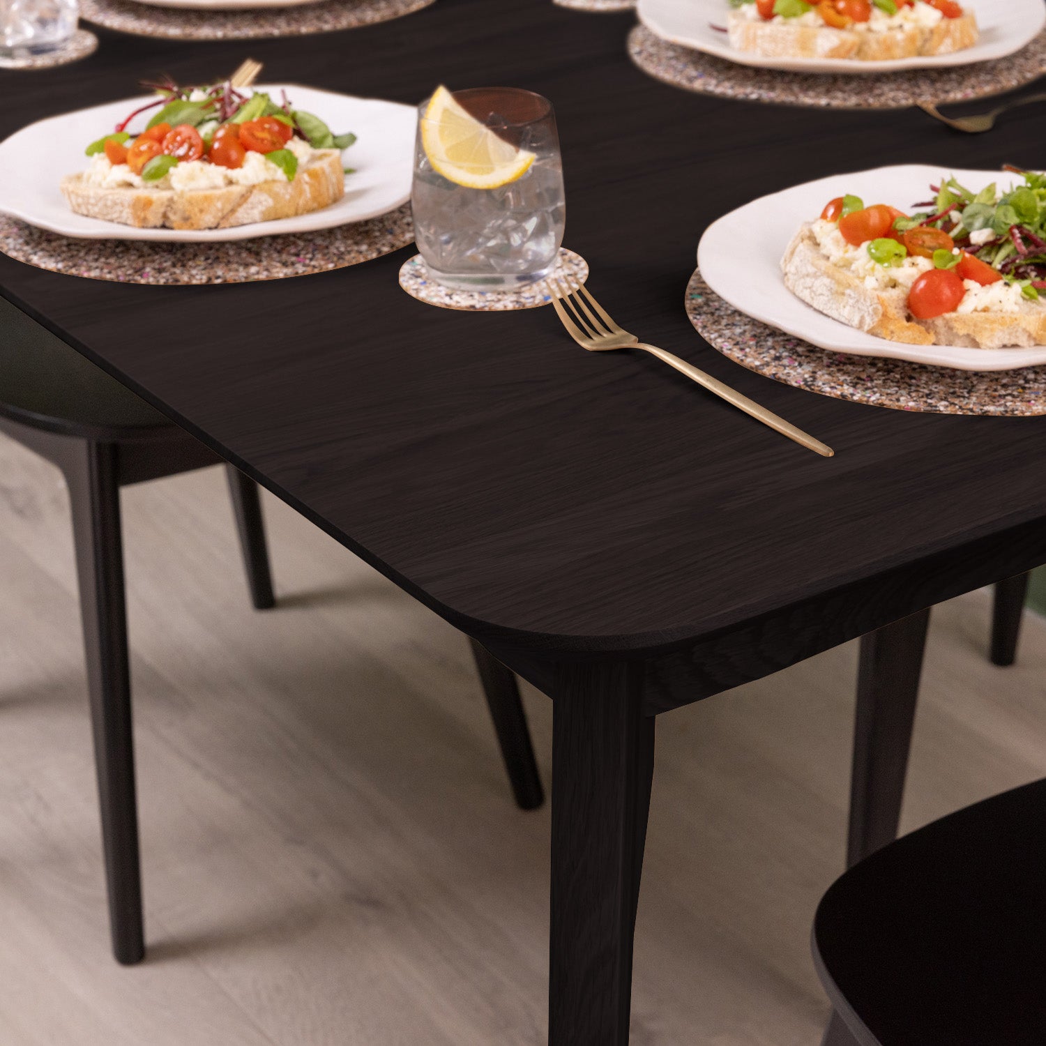 Black Solid Wood Extending Dining Table