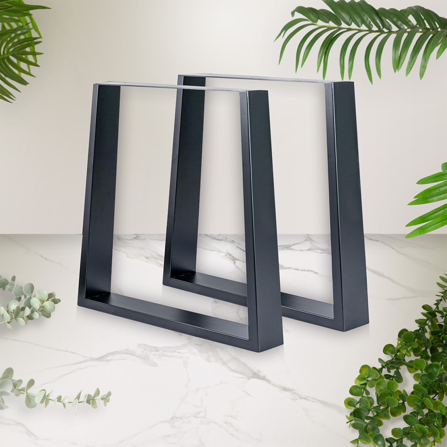 Black Trapezium Metal Legs for Tables & Desks 710mm high x 800mm wide set of 2