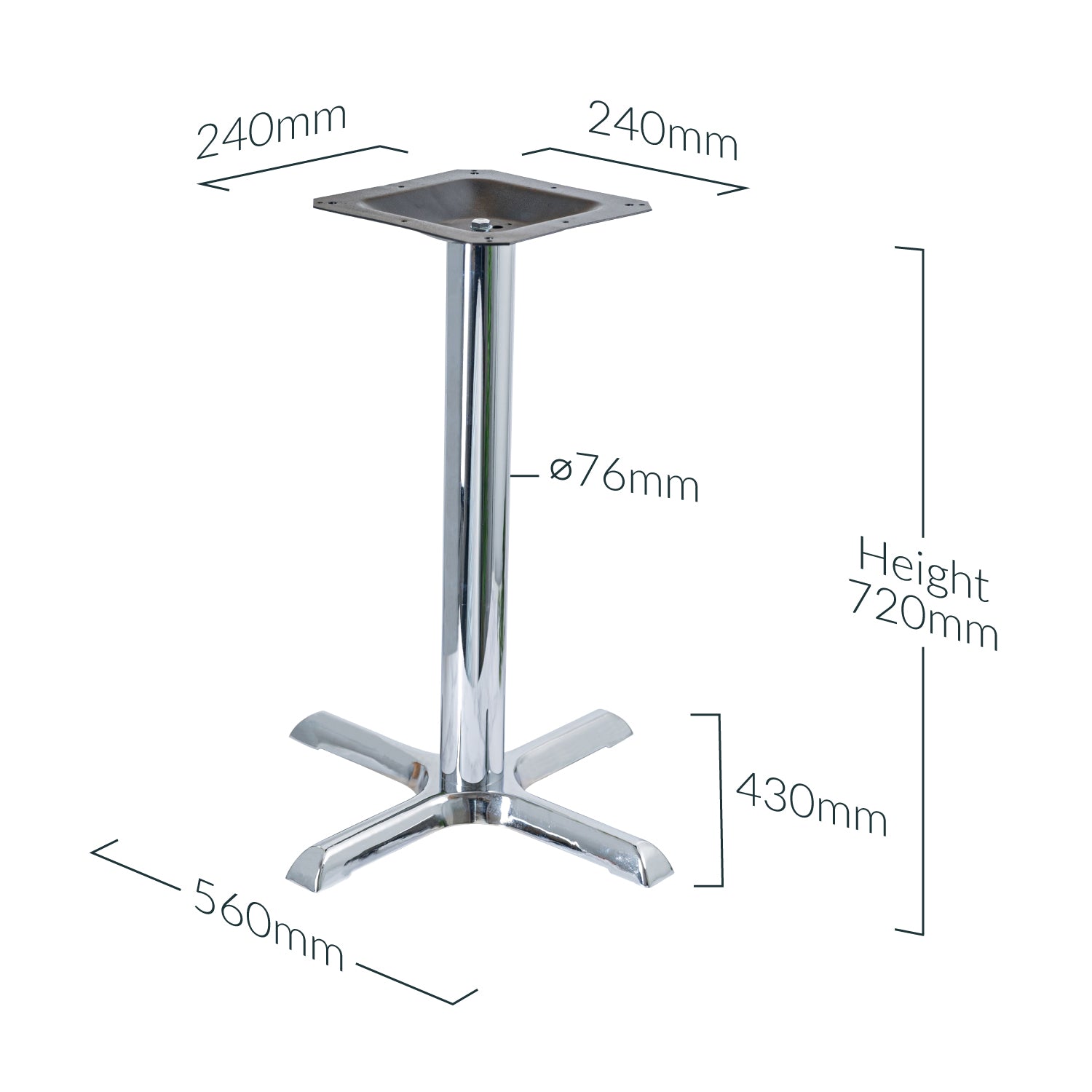 Chrome 4 Leg Table Base 720 x 430 mm