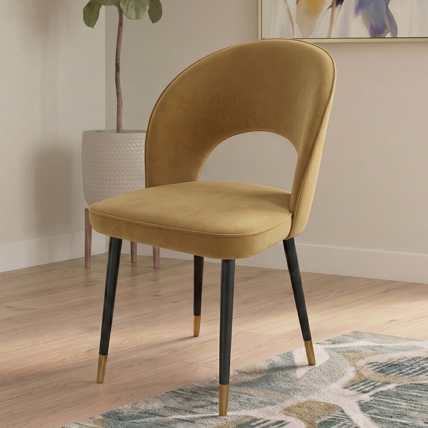 Corin Velvet Dining Chair in Caramel