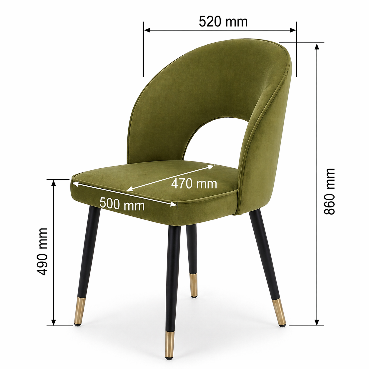 Corin Velvet Dining Chair in Olive