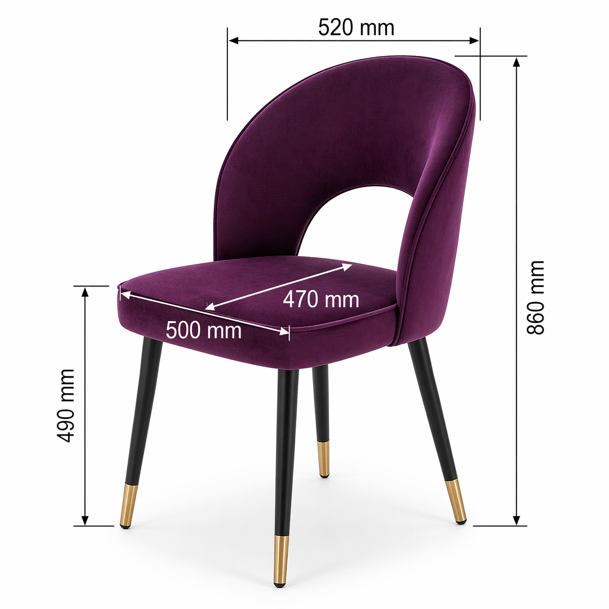 Corin Velvet Dining Chair in Plum