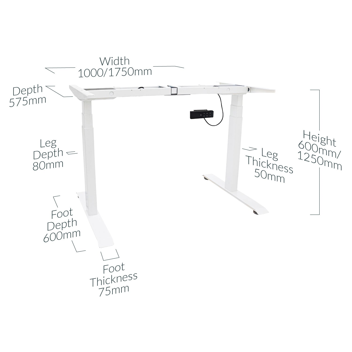 domli d2 (2024 Model) Dual Motor White Standing Desk Frame
