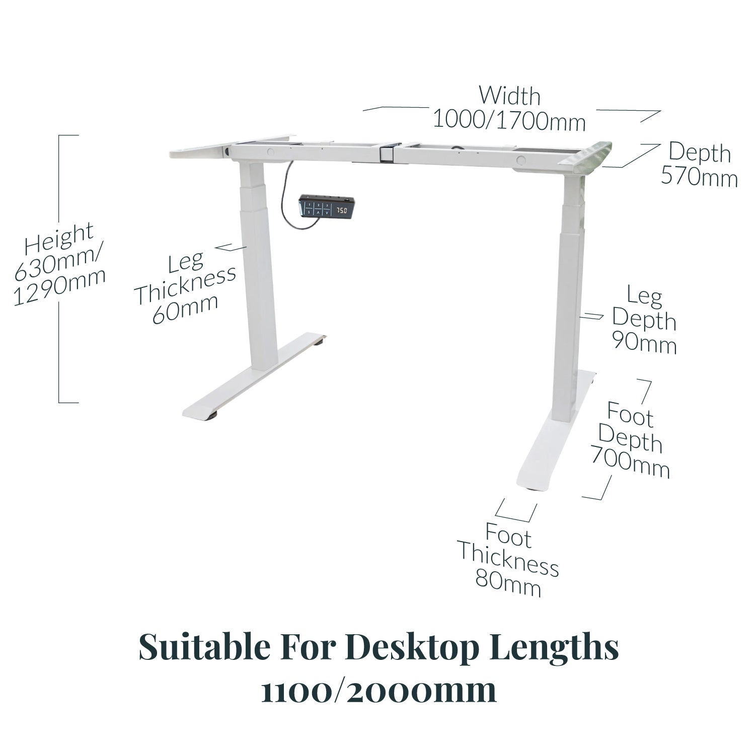 Premium d3 Dual Motor White Standing Desk Frame
