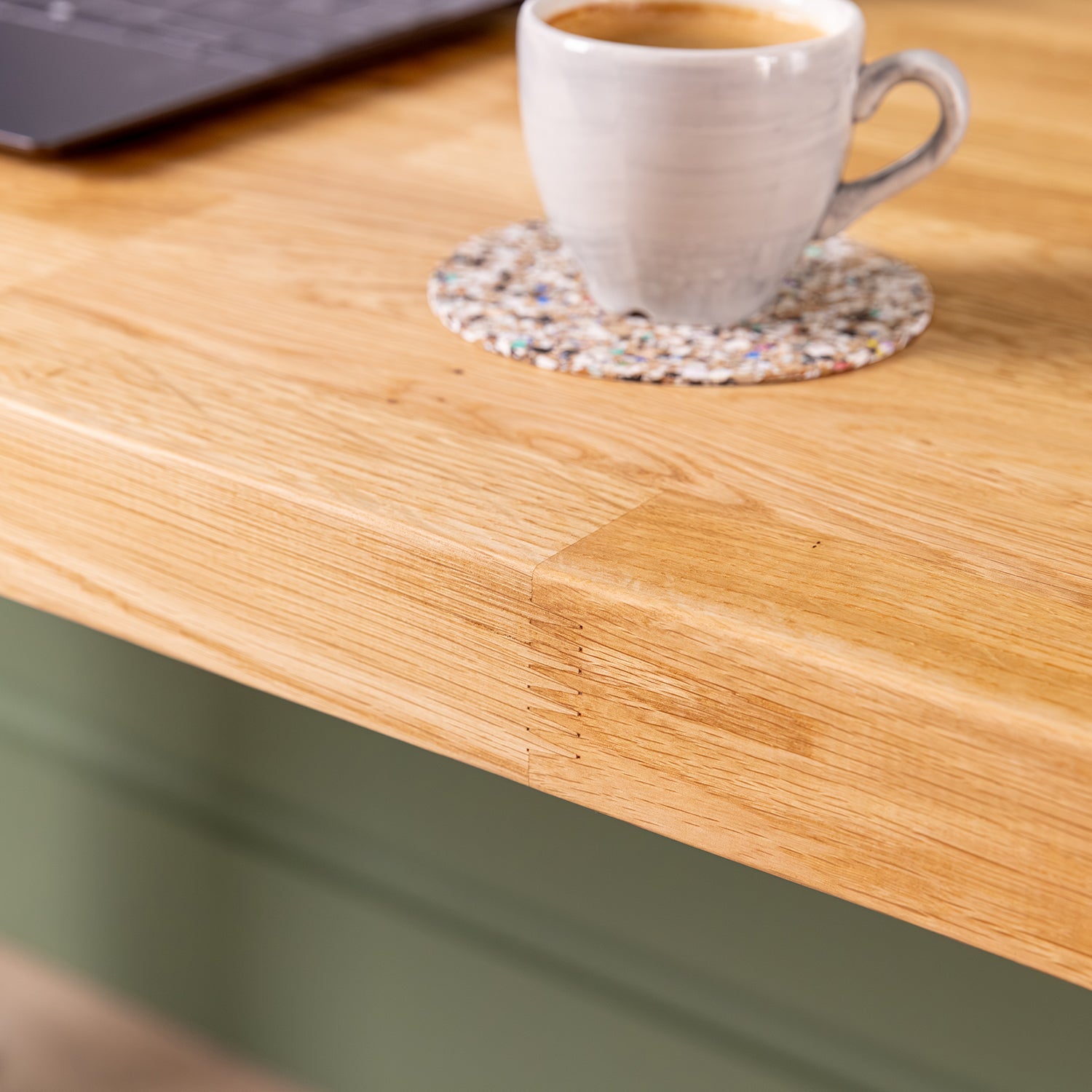 Dual Motor d2 Black Standing Desk with Oak Solid Wood Desktop