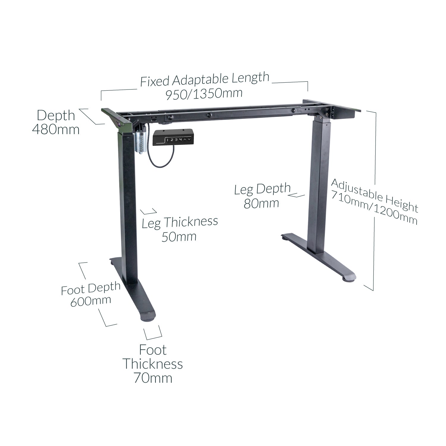 Electric Height Adjustable Standing Desk with Oak Solid Wood Desktop - d1