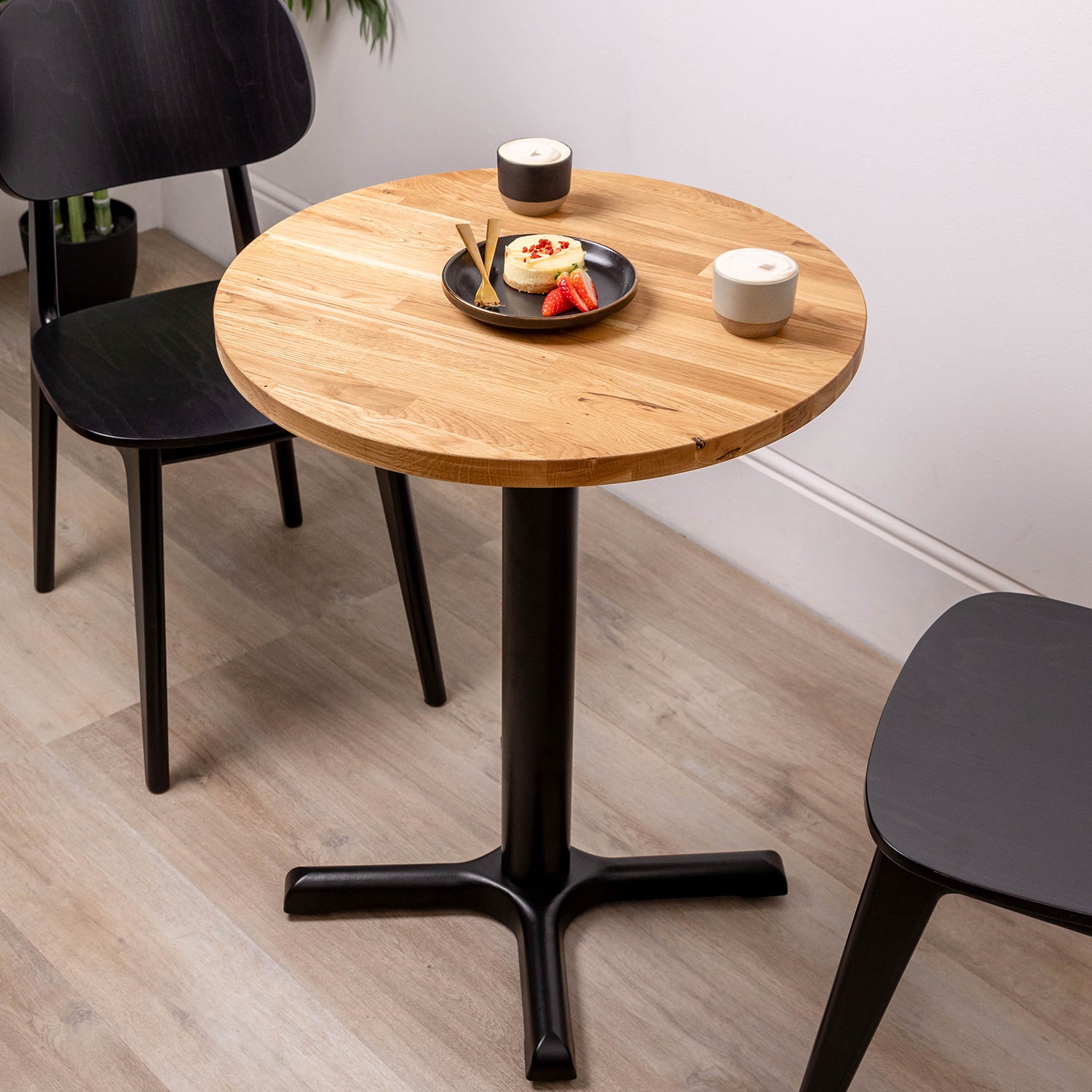 Oak Solid Wood Round Bistro Table | ⌀600mm