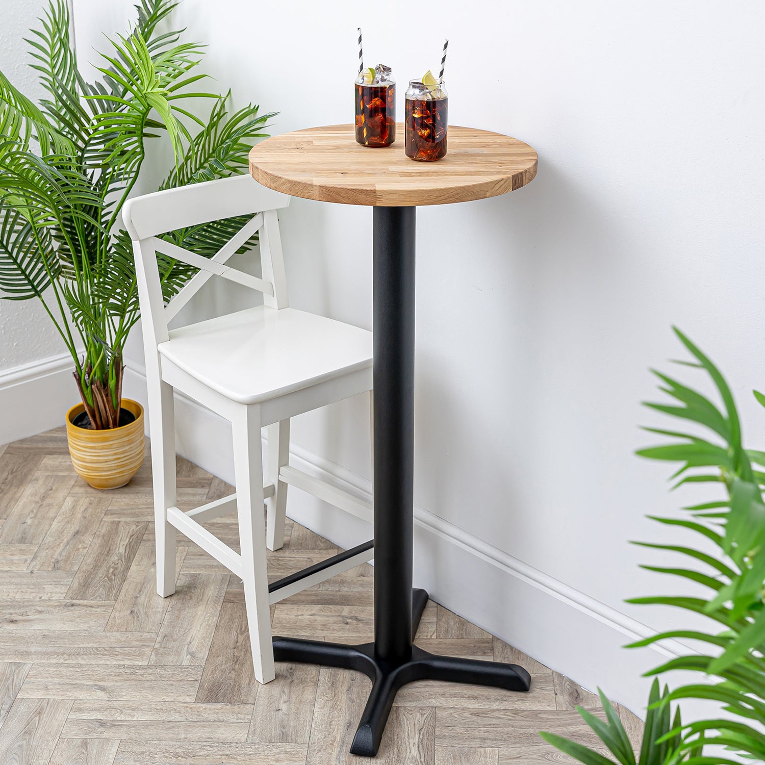 Oak Solid Wood Tall Round Bistro Table | ⌀500mm