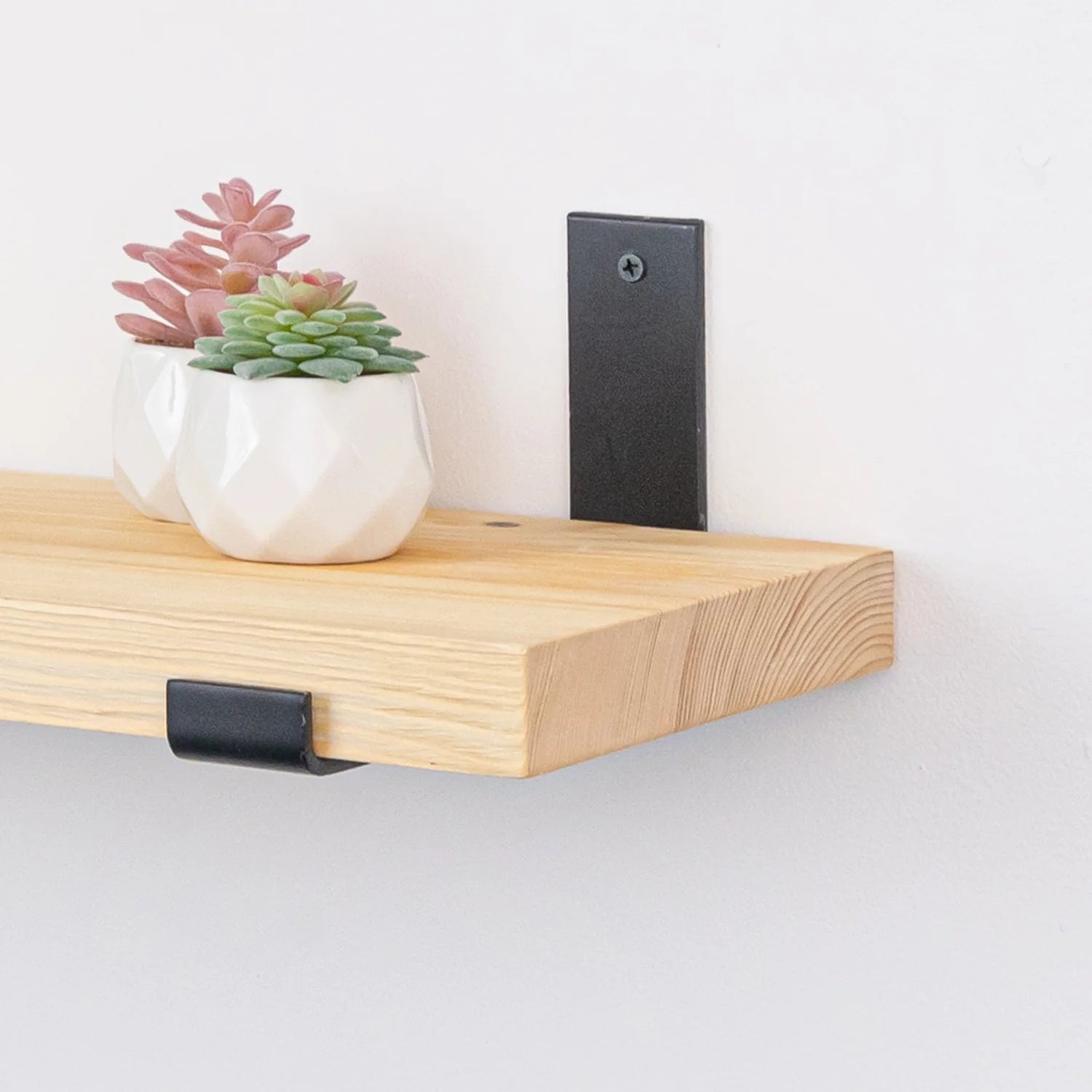 Pine Wood Shelf - 32mm thick with Black Up-Style Scaffolding Brackets