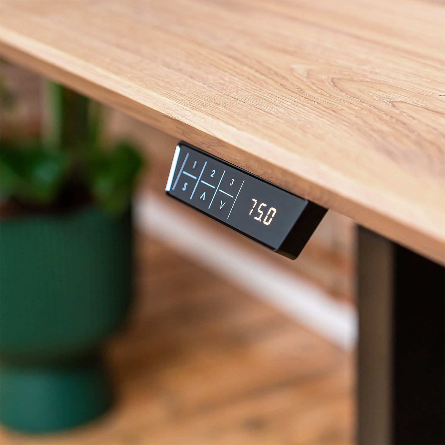 Premium d3 Dual Motor Black Standing Desk with Premium Oak Solid Wood Desktop - Natural Oak