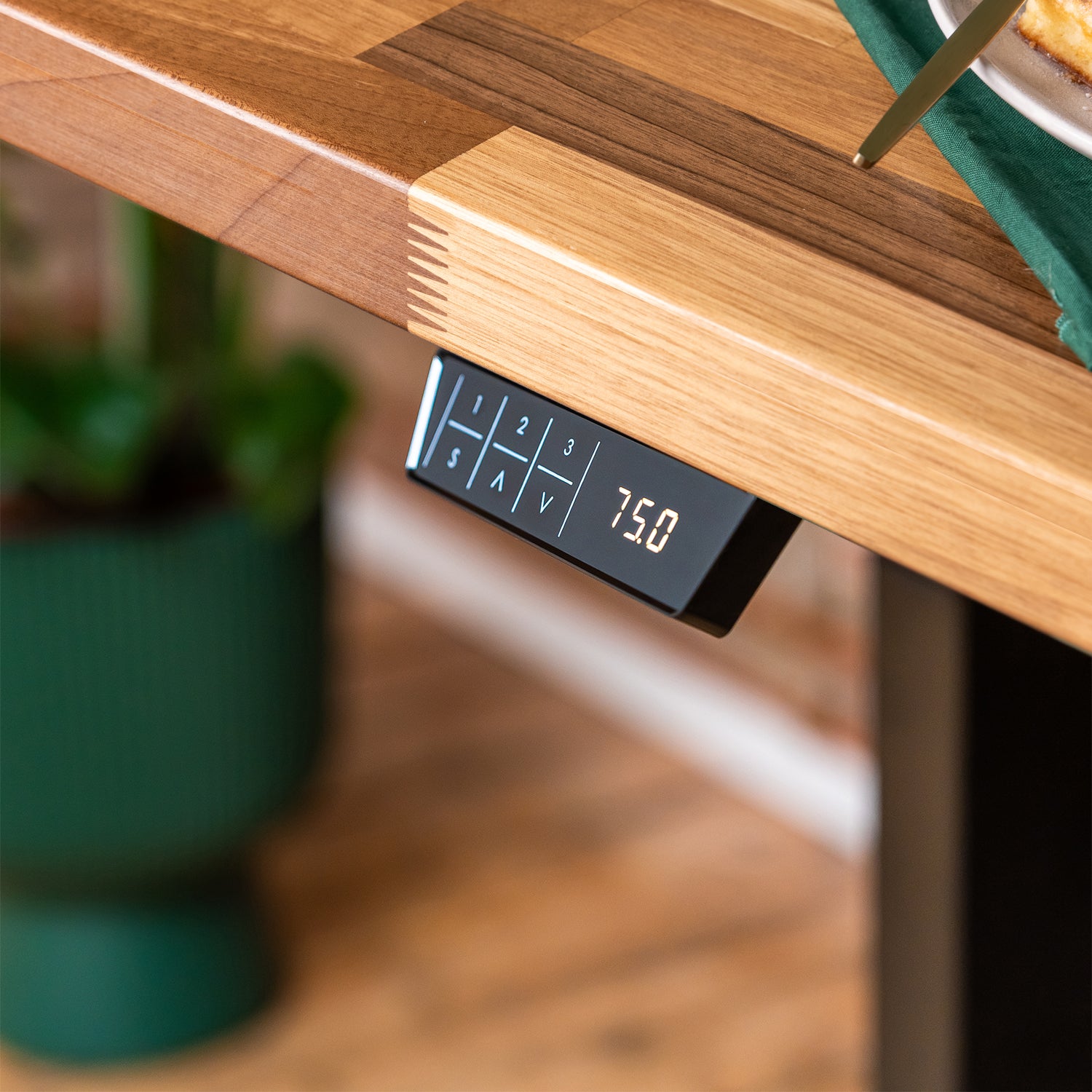 Premium d3 Dual Motor Black Standing Desk with Walnut Solid Wood Desktop - 40mm thick desktop