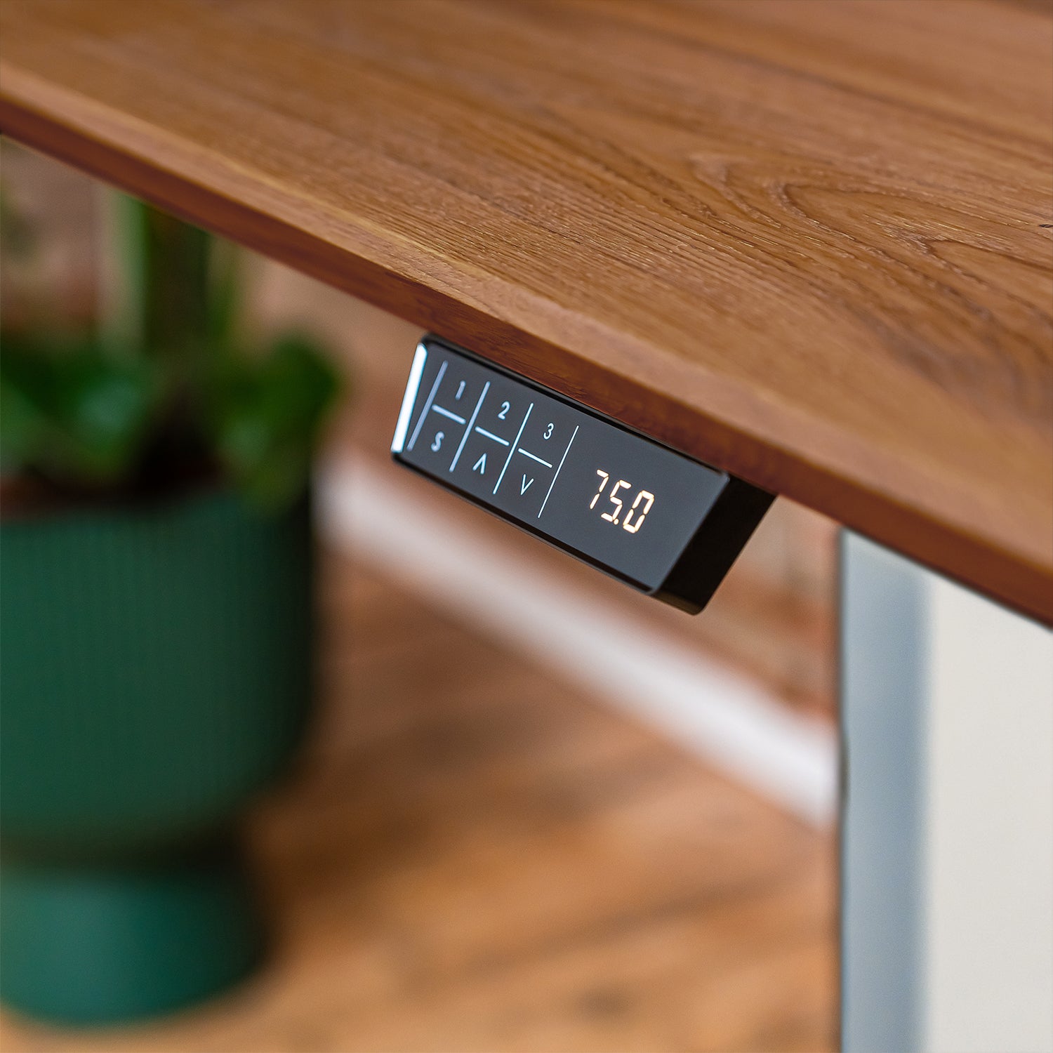 Premium d3 Dual Motor White Standing Desk with Premium Oak Solid Wood Desktop - Antique Bronze