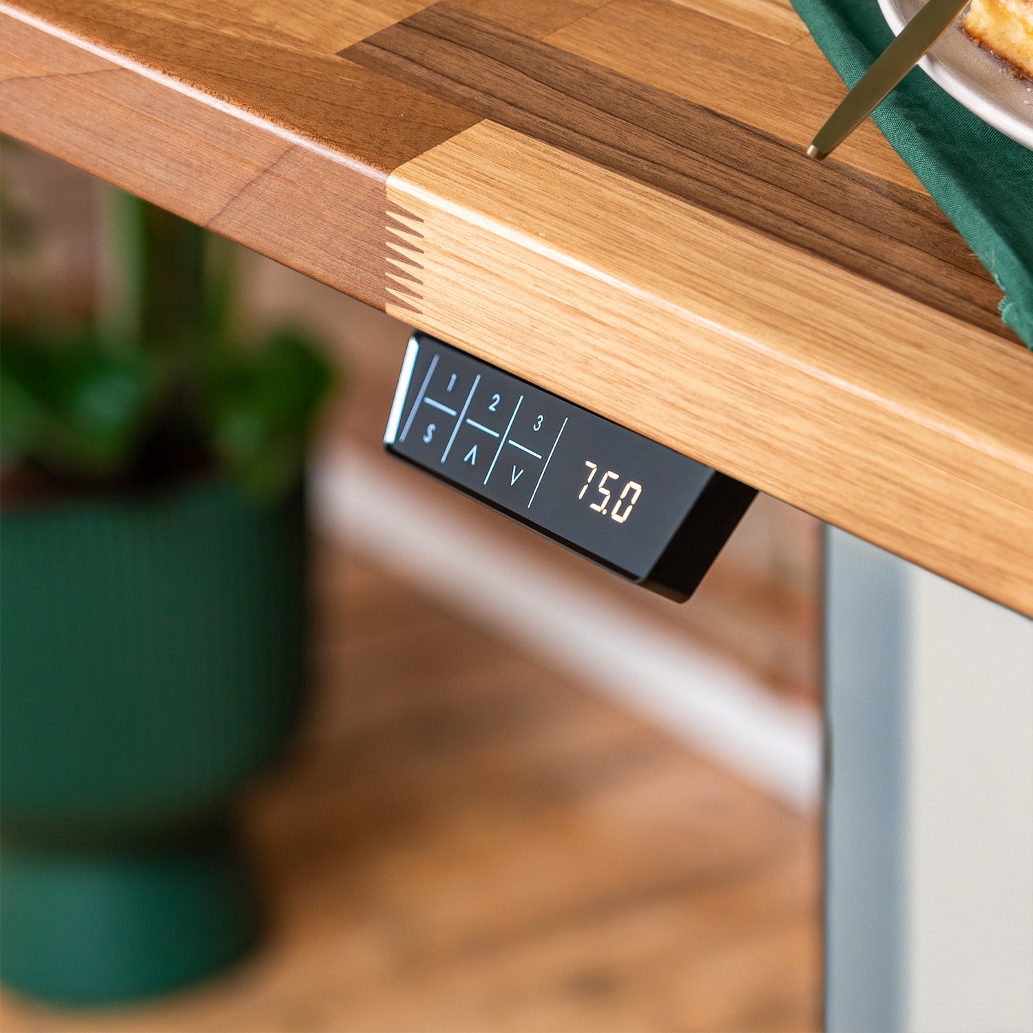 Premium d3 Dual Motor White Standing Desk with Walnut Solid Wood Desktop - 40mm thick desktop