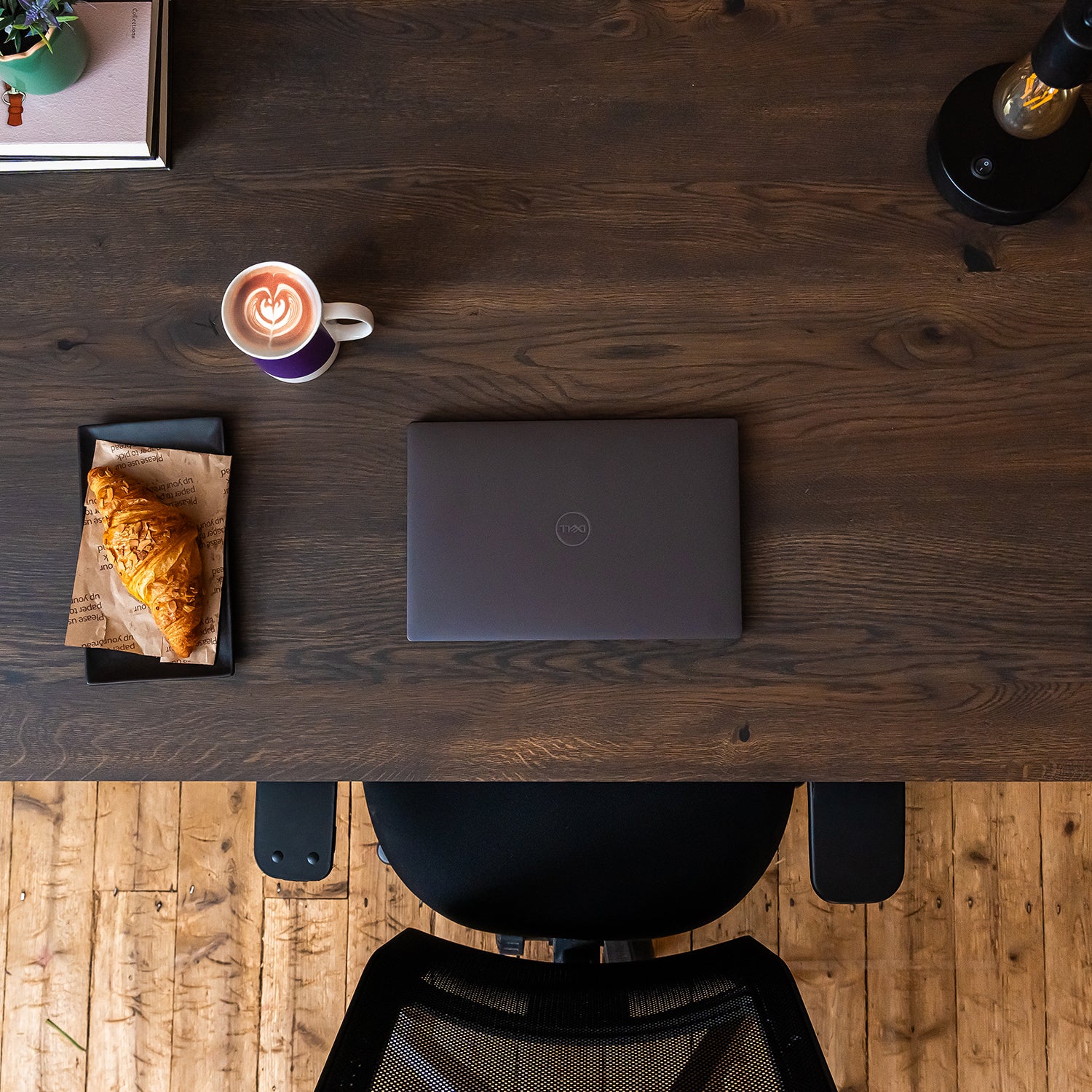 Premium Oak Solid Wood Desk - Charcoal
