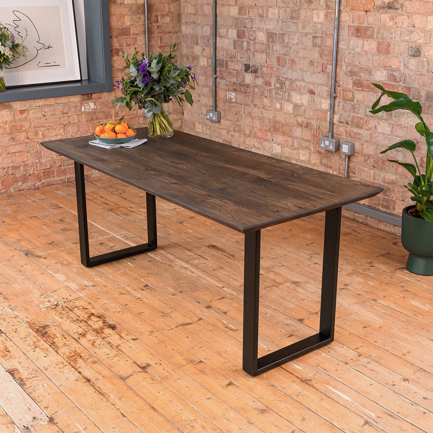Premium Solid Oak Dining Table - Charcoal | 1800mm x 800mm