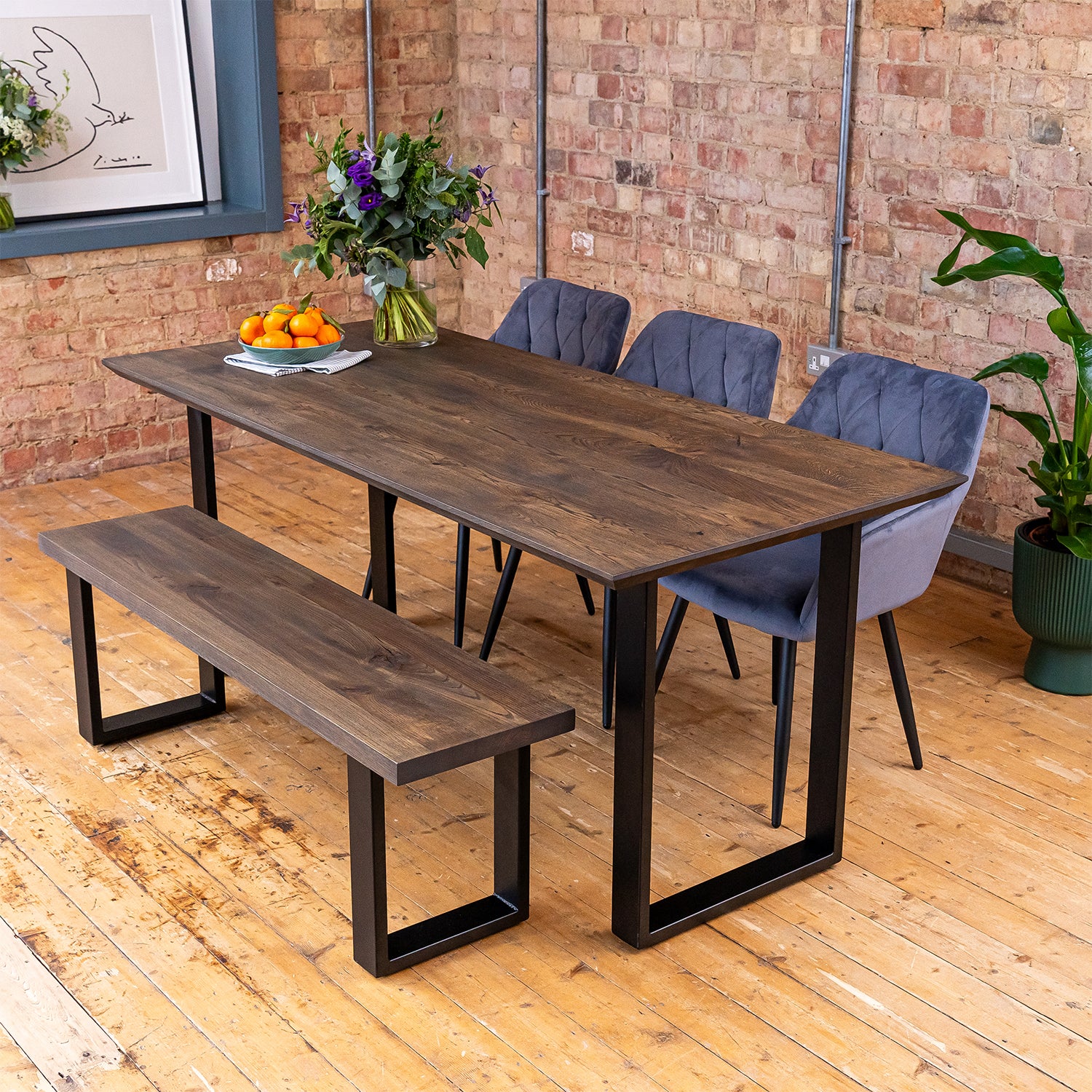 Premium Solid Oak Dining Table - Charcoal | 1800mm x 800mm