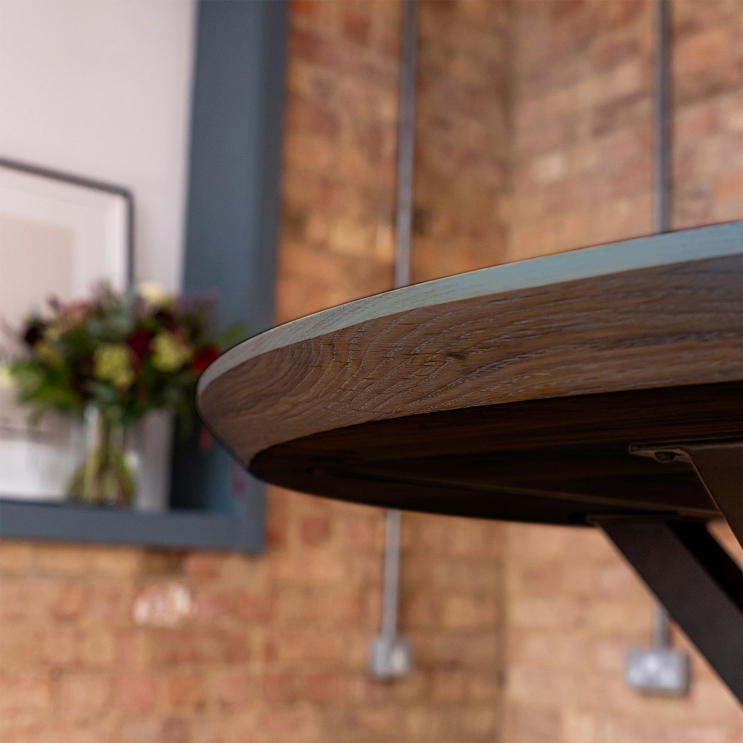 Premium Solid Oak Round Dining Tabletop - Charcoal
