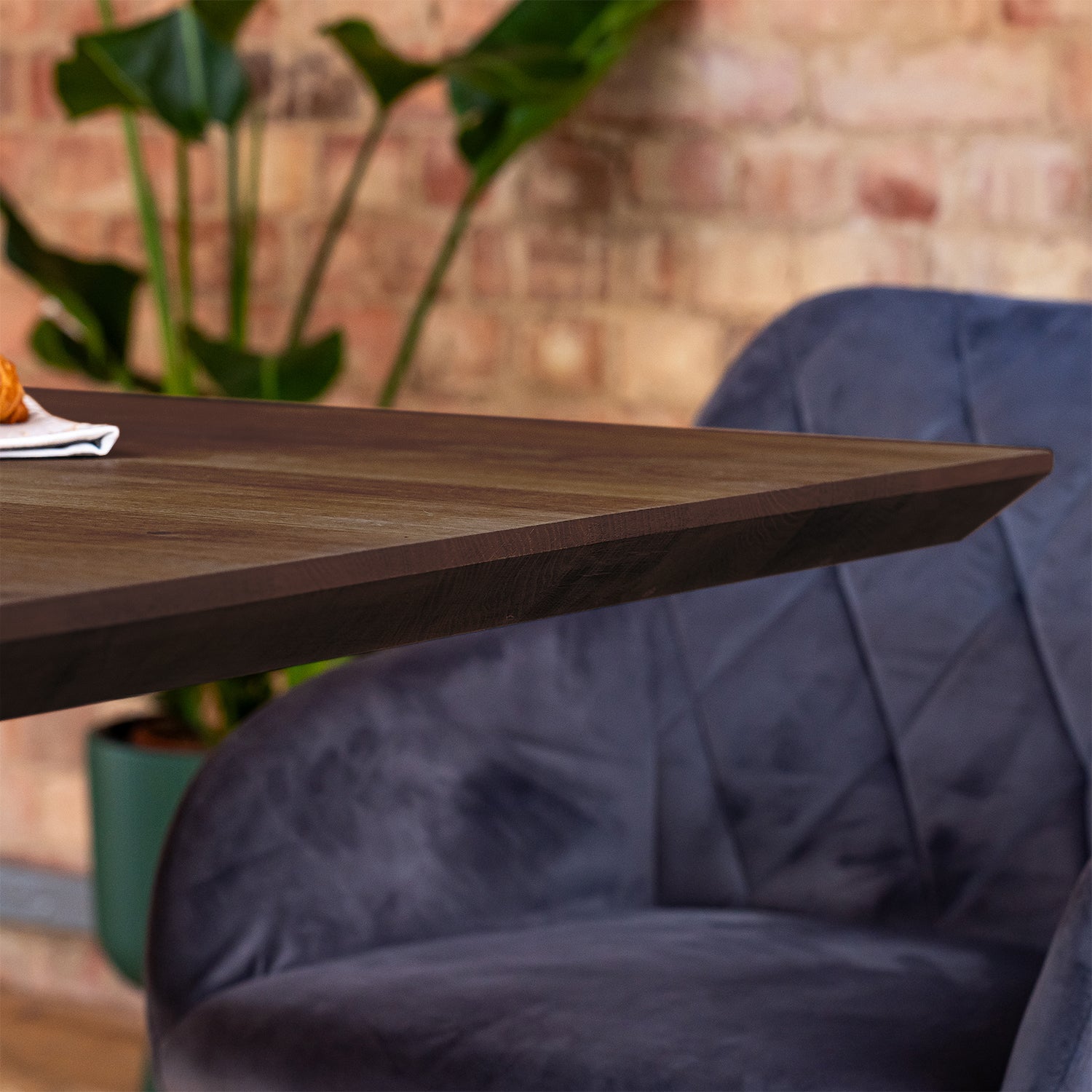Premium Solid Oak Small Dining Tabletop - Charcoal