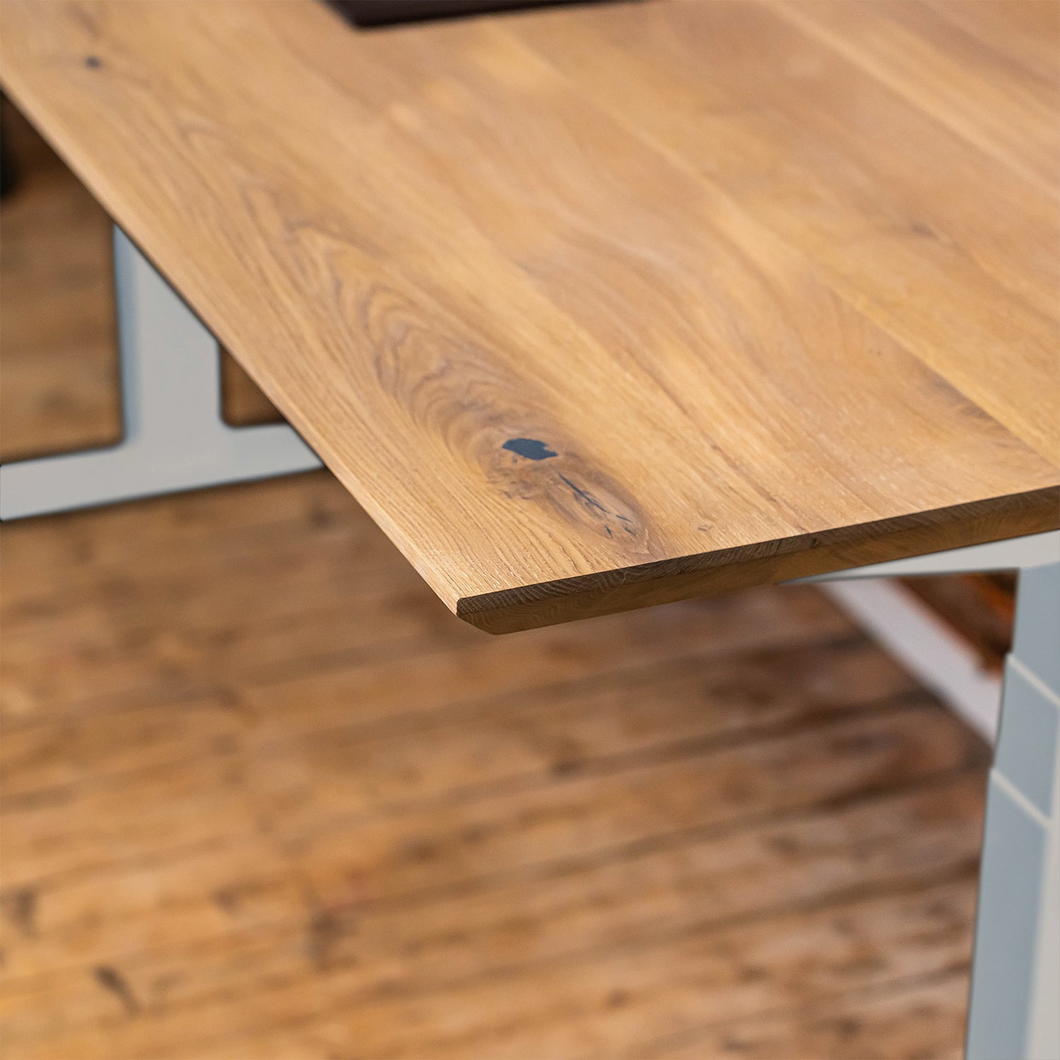 Premium White Sit Stand Electric Desk with Pure Wood Desktop