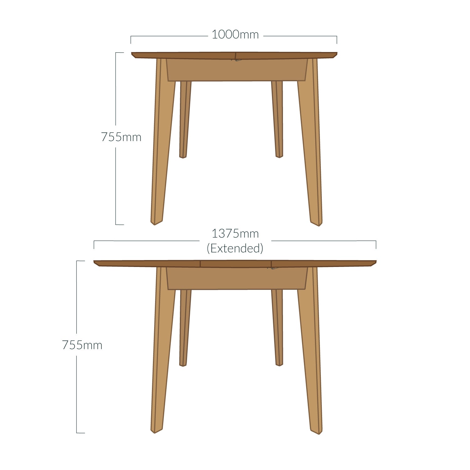 Round Extending Dining Table - Solid Wood