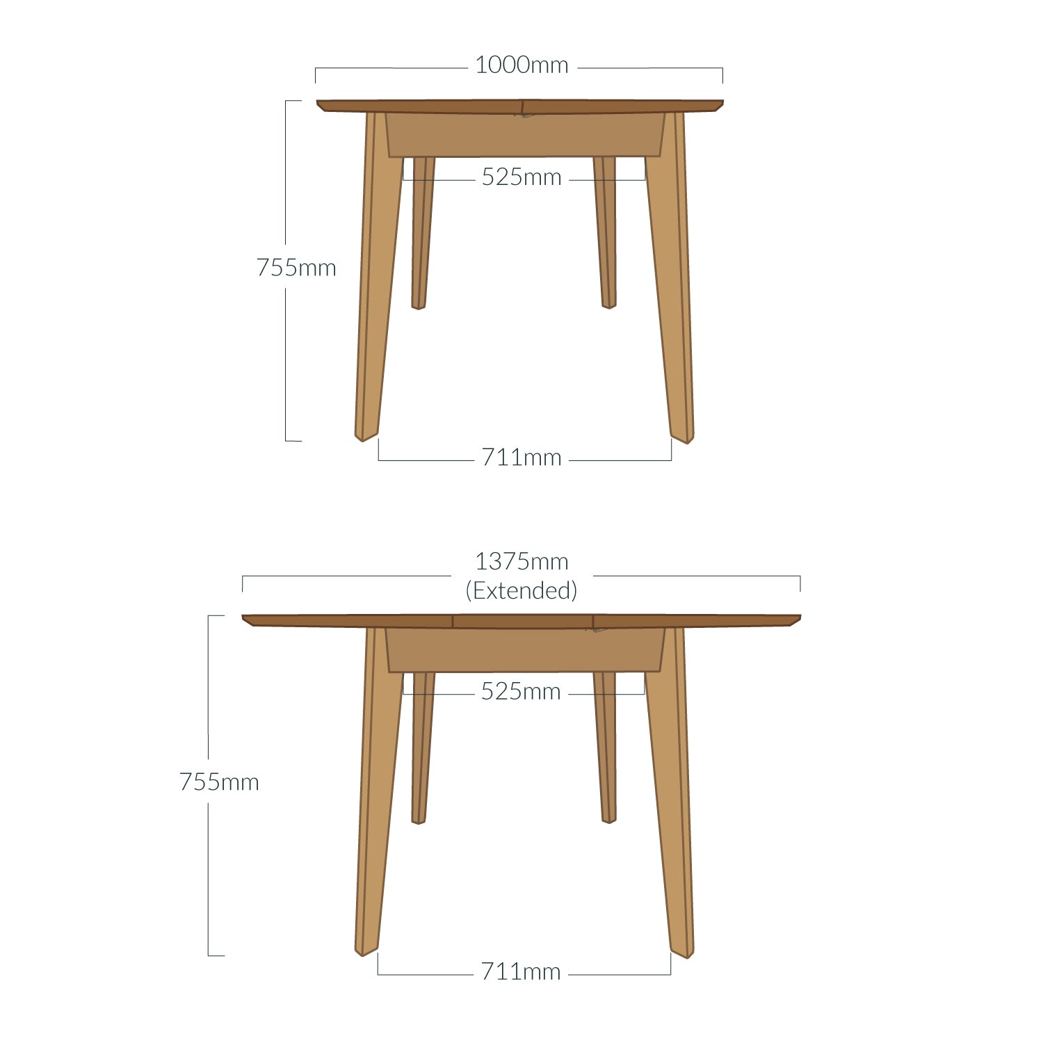 Round Extending Dining Table - Solid Wood