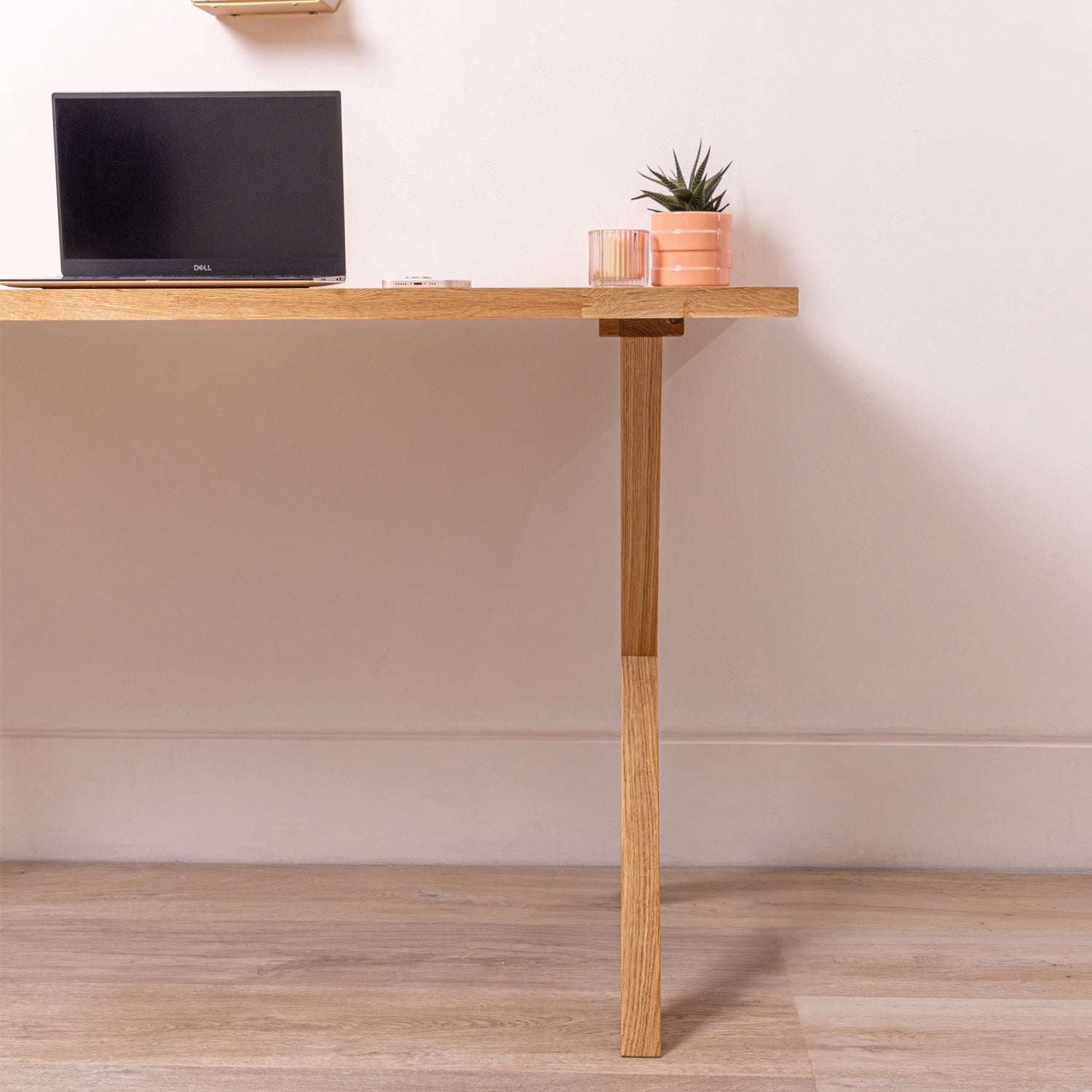 Small Oak Wooden Desk With Solid Oak Cross Legs