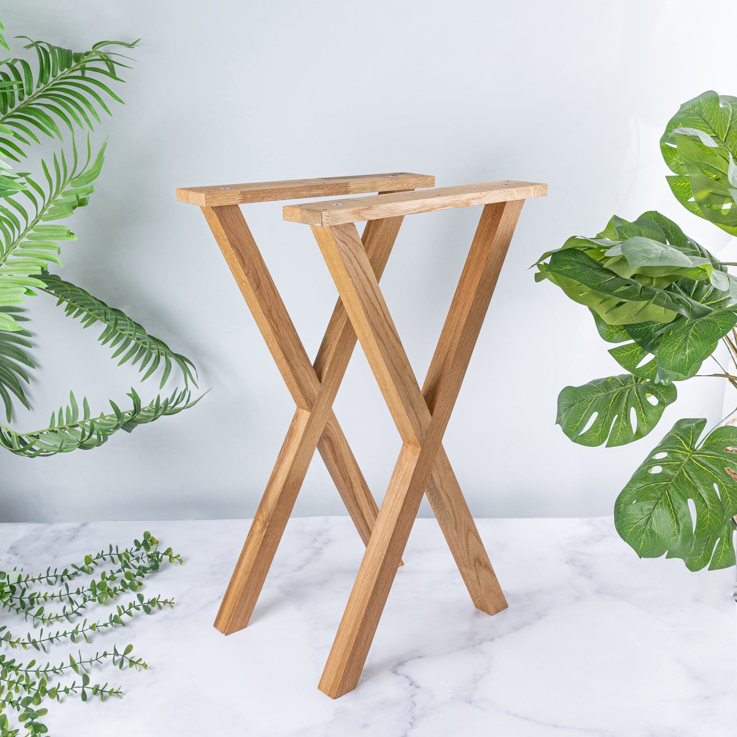 Small Oak Wooden Desk With Solid Oak Cross Legs