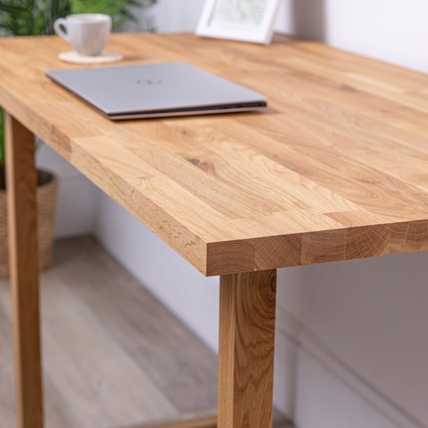 Small Oak Wooden Desk With Solid Oak Square Legs