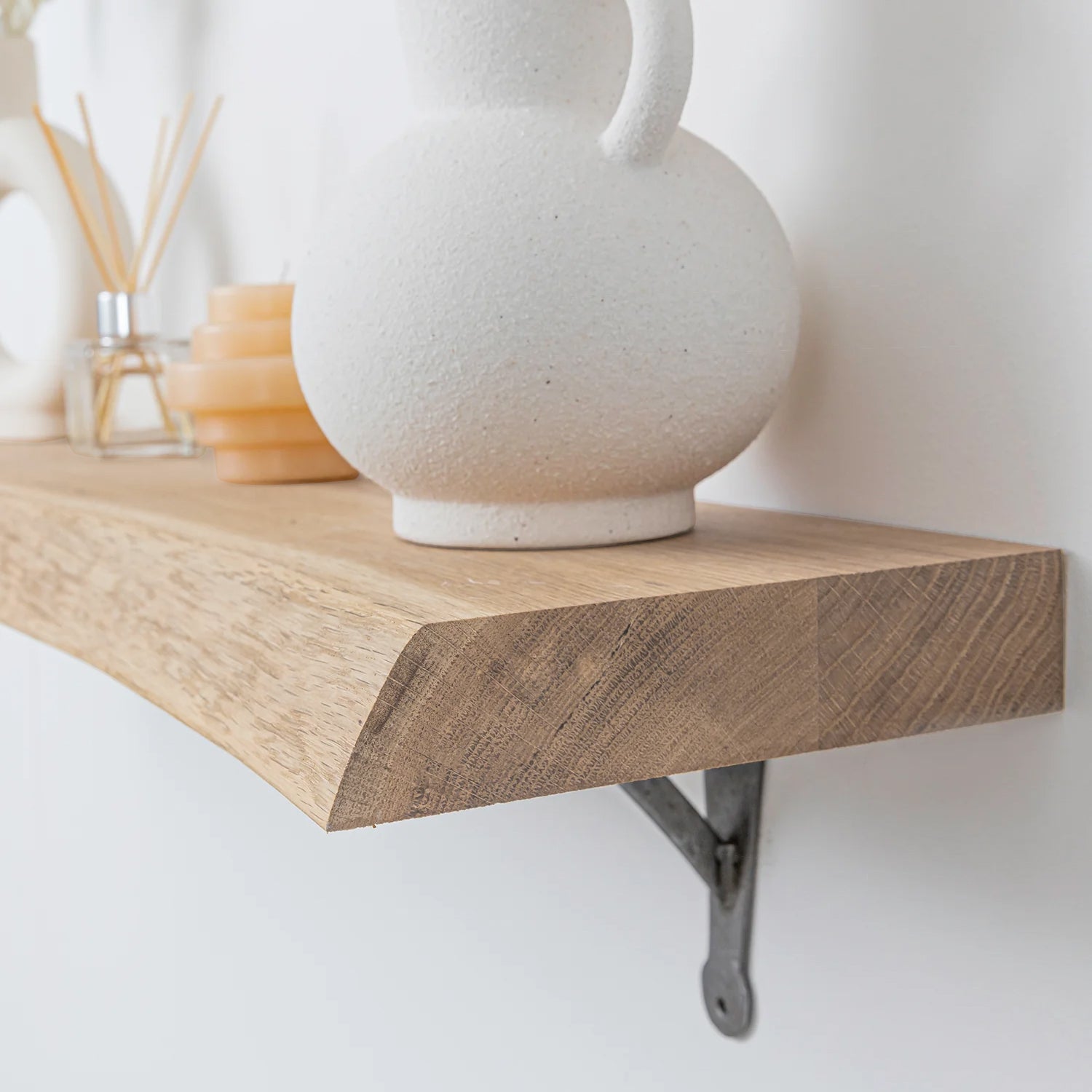 Solid Oak Live Edge Shelf (Sanded) - 40mm thick