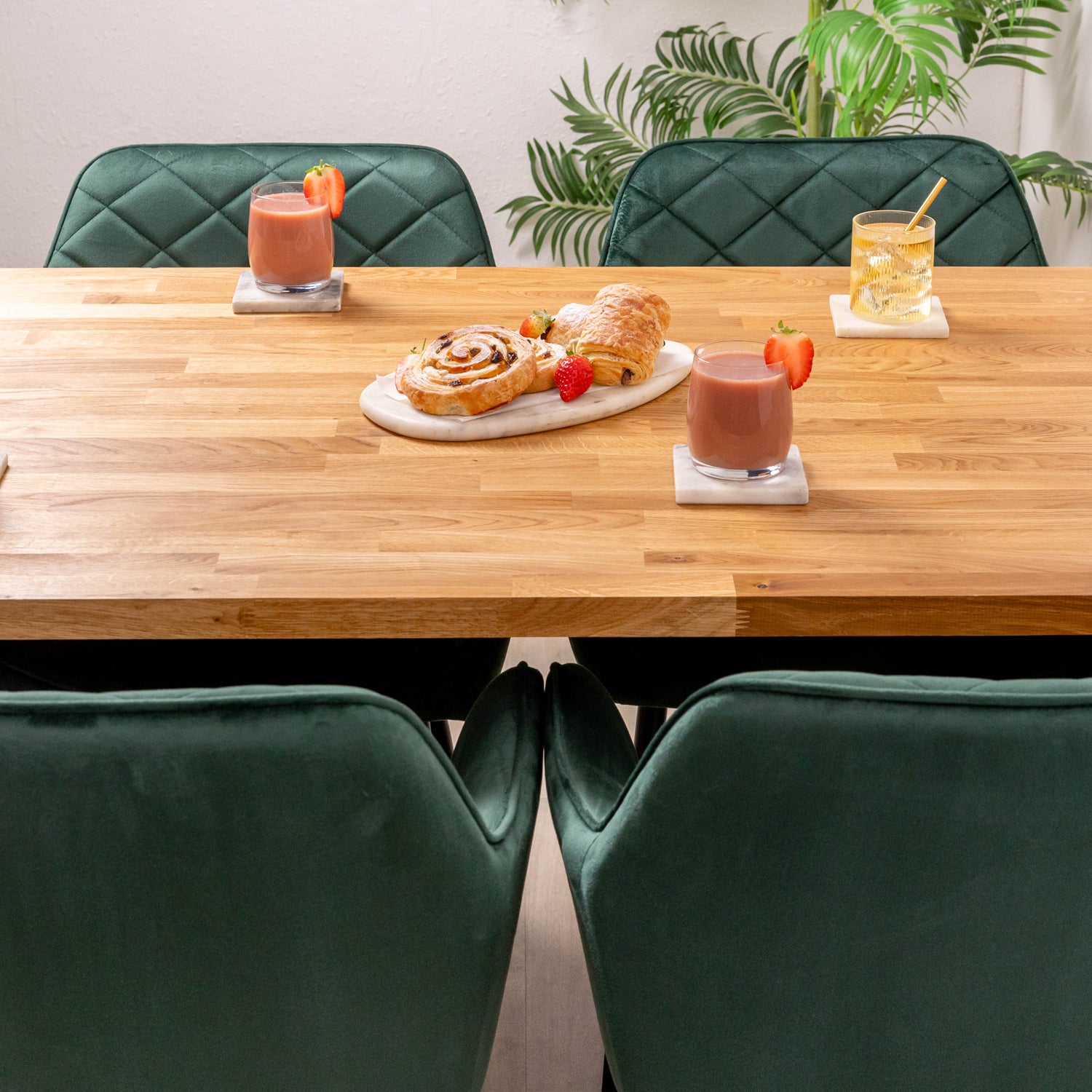 Solid Oak Table with Square Metal Legs - 27mm thick tabletop
