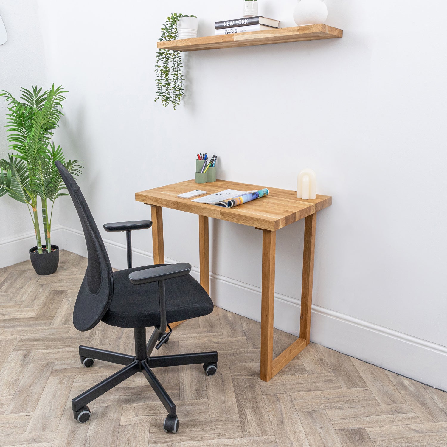 40mm Solid Oak Wooden Square Table & Desk Legs 720mm high x 450mm deep (set of 2)