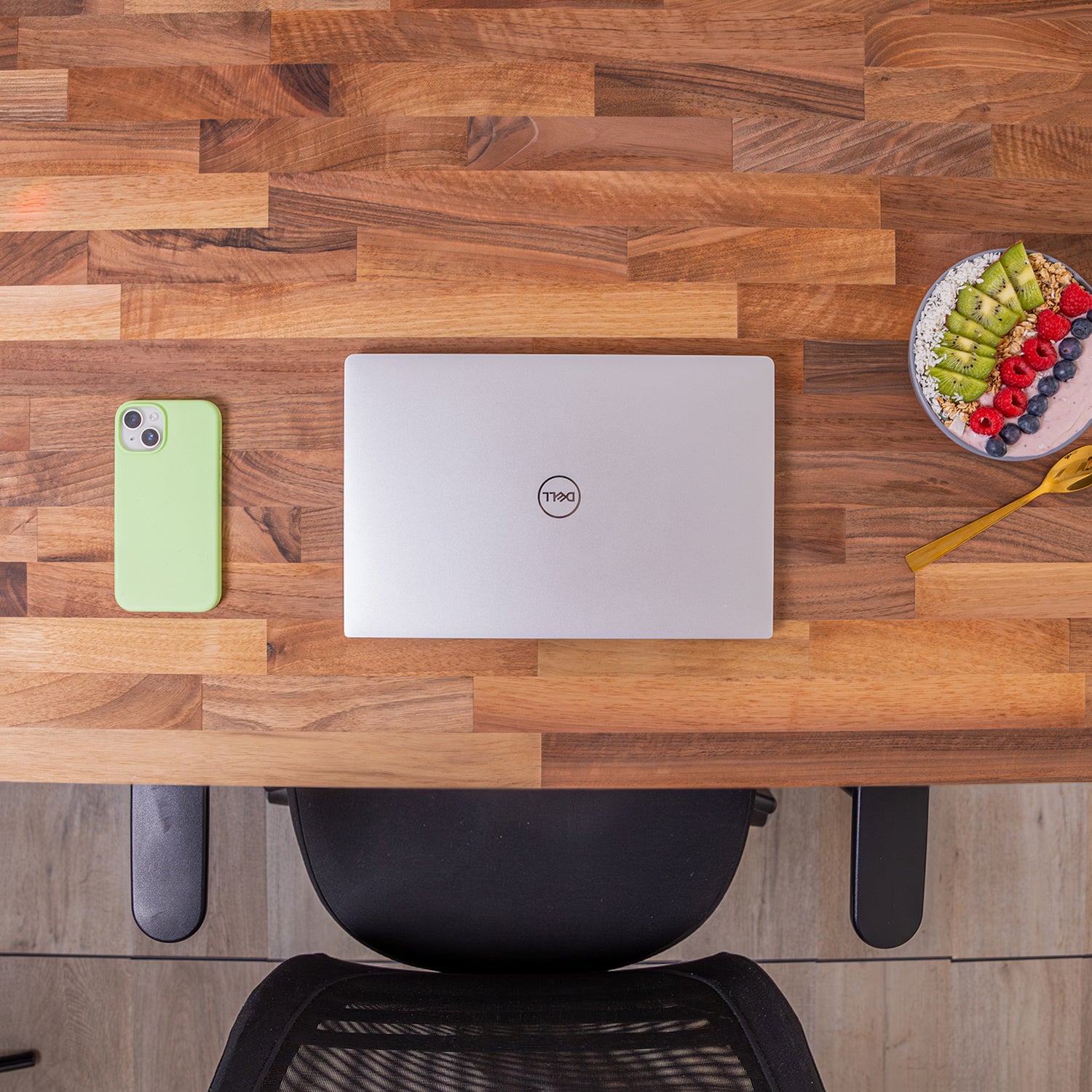 Walnut Solid Wood Desk with Square Metal Legs