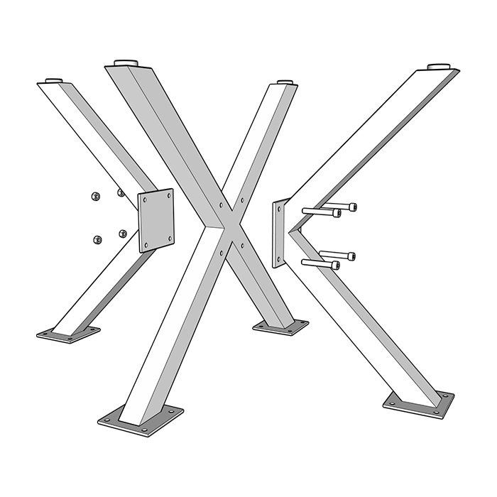 Wood tops with spider-style central leg assembly guide step 2