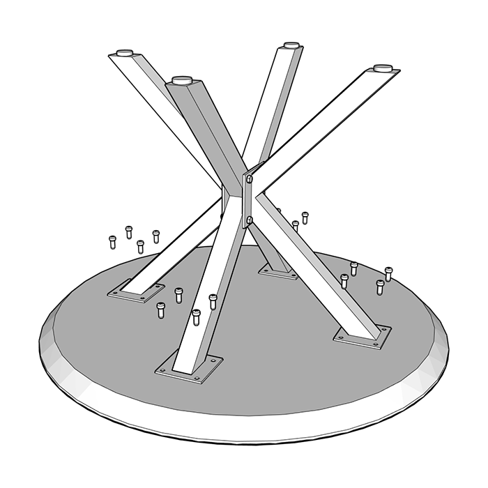 Wood tops with spider-style central leg assembly guide step 4