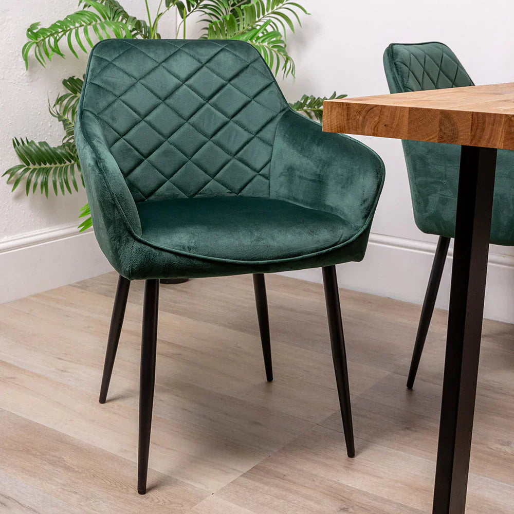 Bottle green velvet dining chair