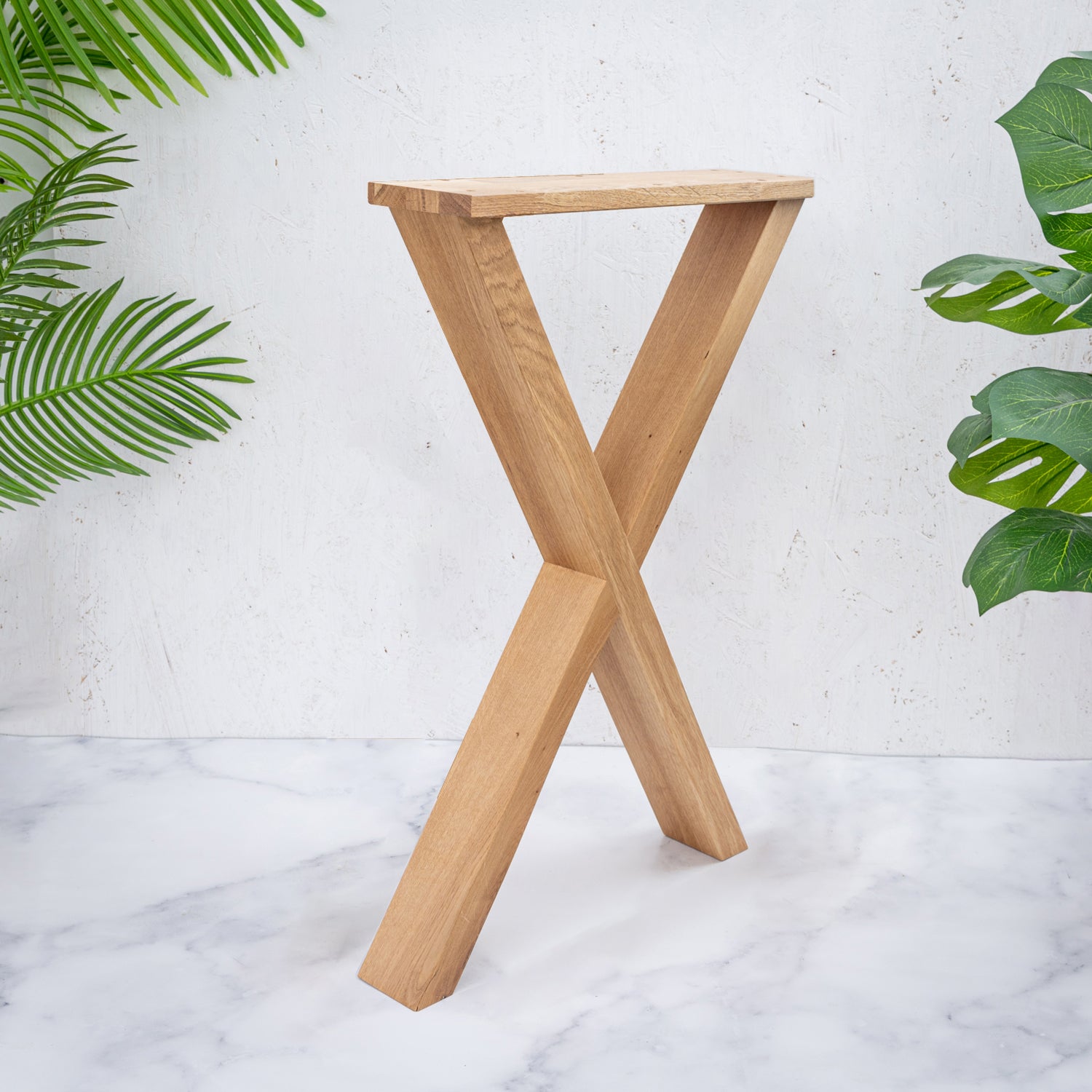 80mm Solid Oak Wooden X Leg 720mm high x 550mm deep (single) Desk & Table Leg