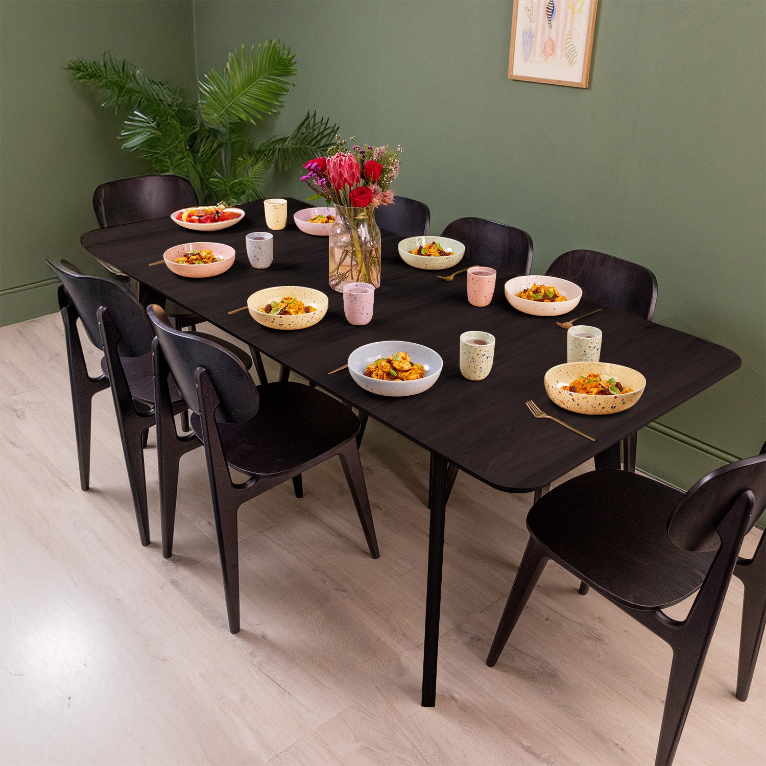 Black Solid Wood Extending Dining Table | 1975mm (extended )