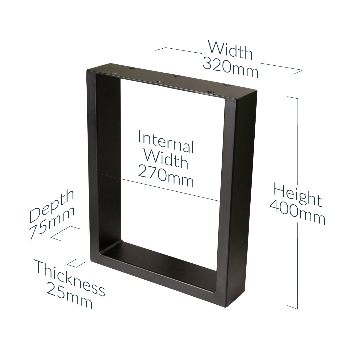Black Square Legs 400mm high x 320mm wide set of 2