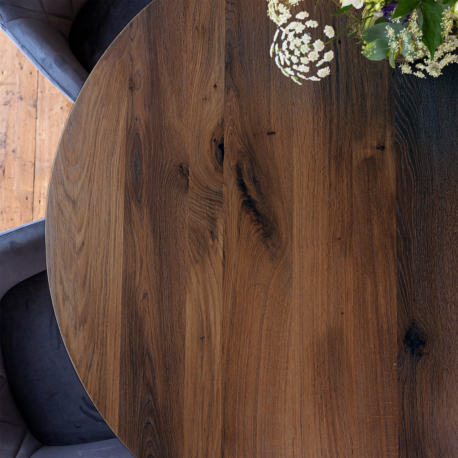 Black Wood Round Dining Tabletop
