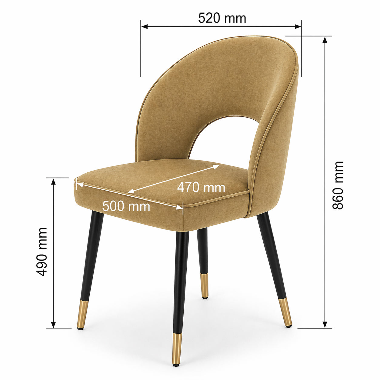 Corin Velvet Dining Chair in Caramel