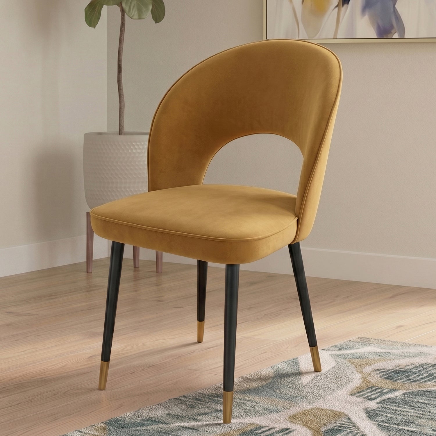 Corin Velvet Dining Chair in Caramel