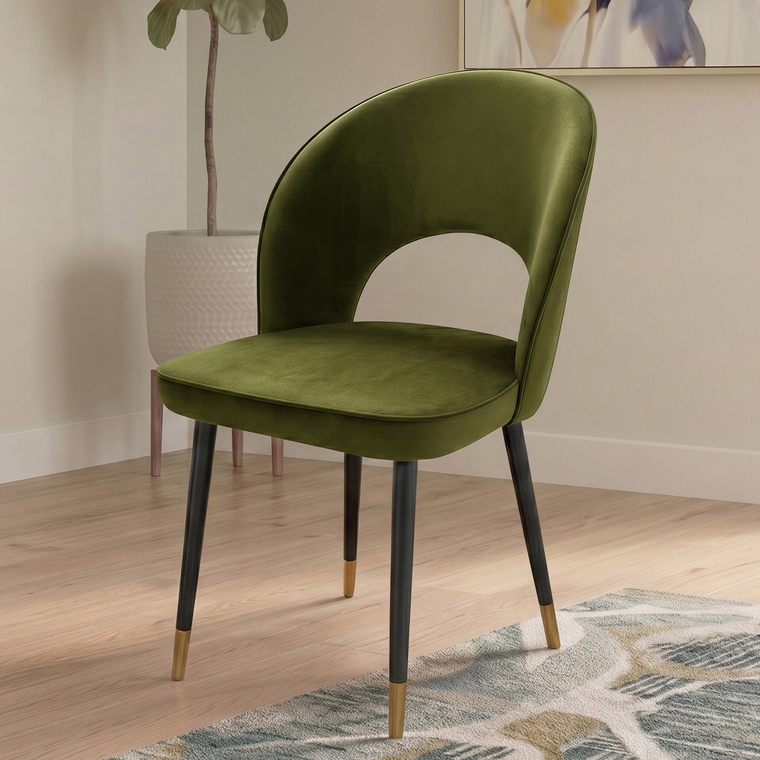 Corin Velvet Dining Chair in Olive