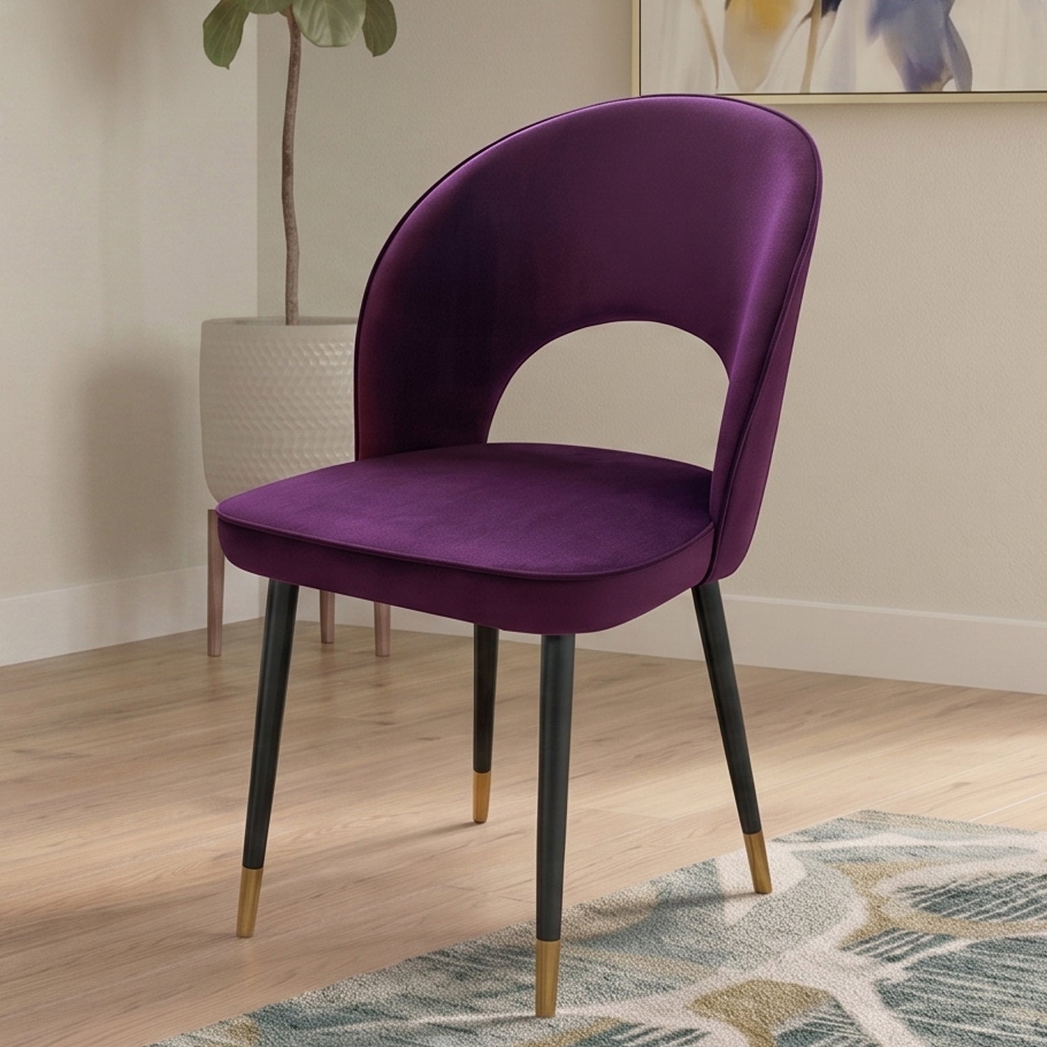 Corin Velvet Dining Chair in Plum