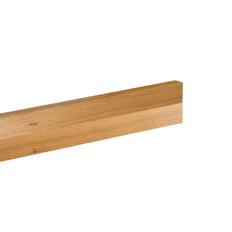 A full stave oak kitchen worktop upstand with 40mm wide staves, shown diagonally on a plain white background.