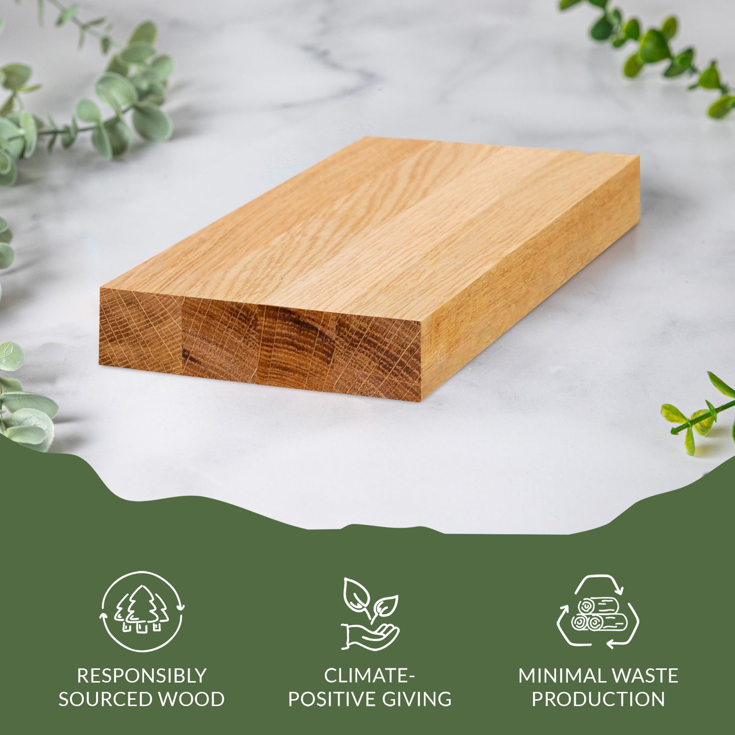 Full Stave Oak Wood Sample 200mm X 150mm X 30mm - 40mm Stave