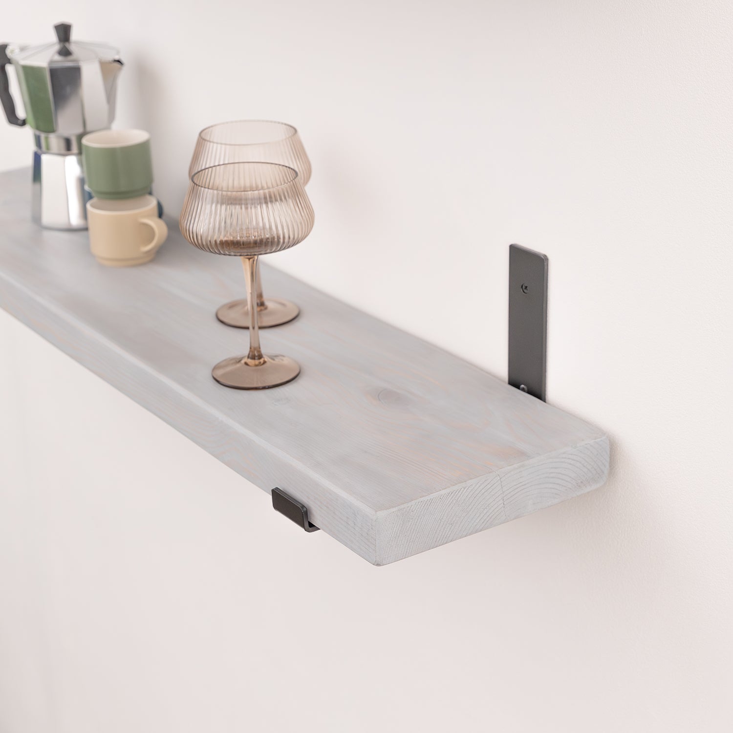 Grey Wood Shelf - Silver White