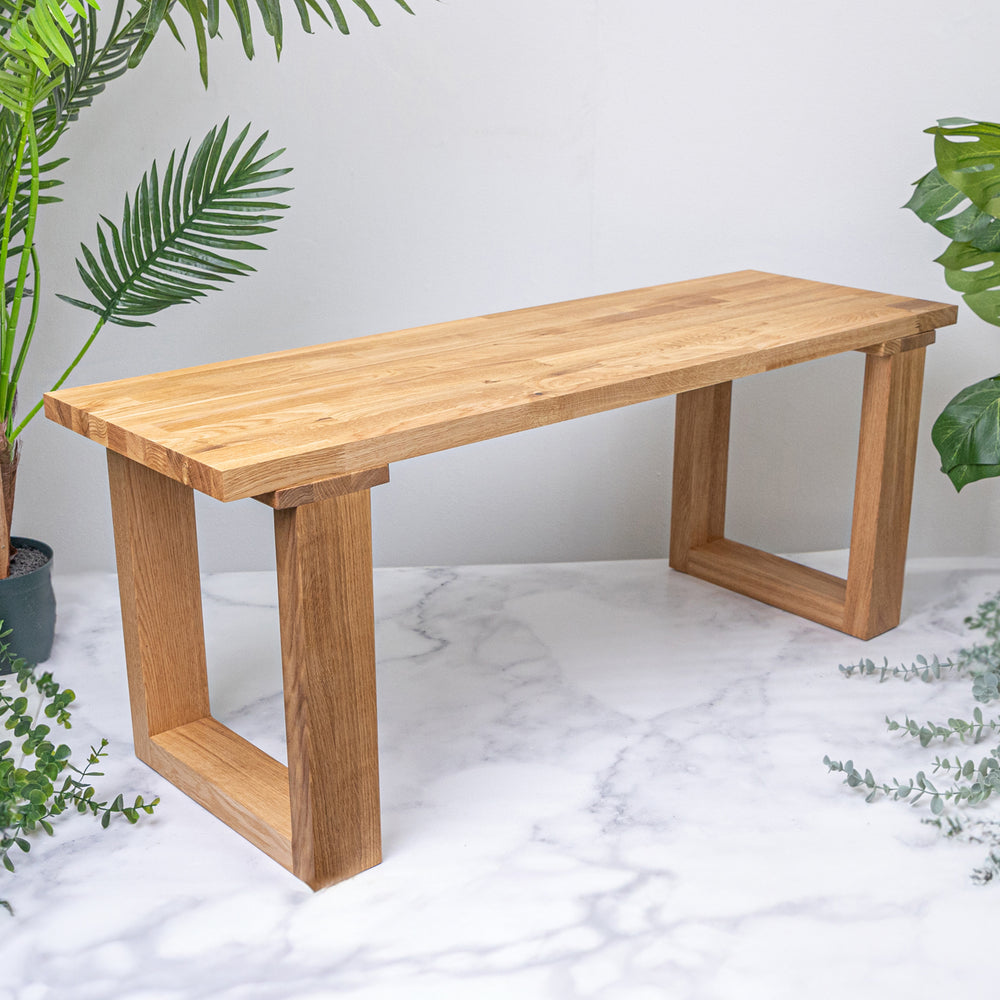 Solid Oak Wooden Square Bench Legs 400mm high x 315mm wide set of 2