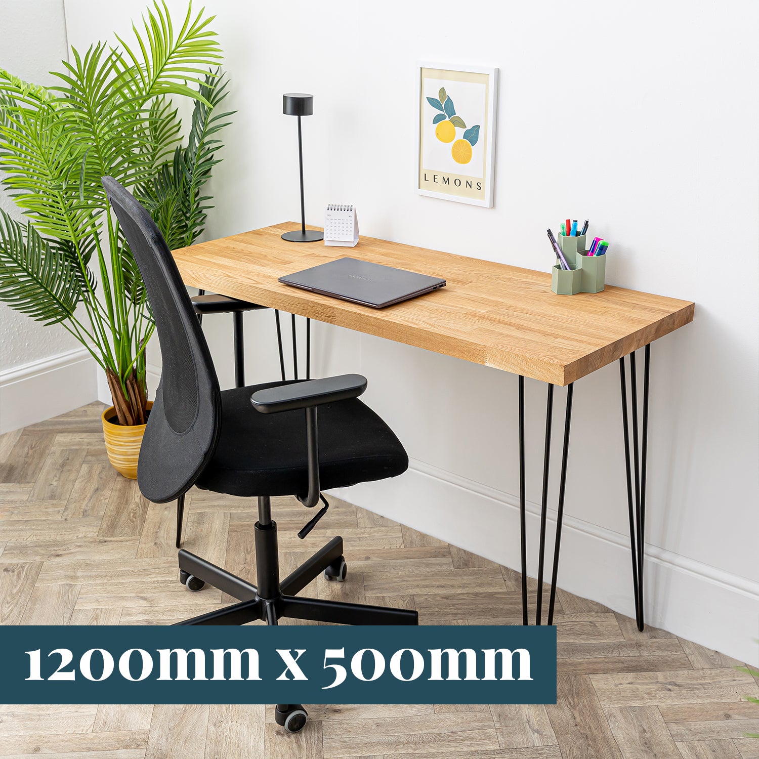 Oak Wooden Desk - 40mm thick desktop #length_1200mm depth_500mm